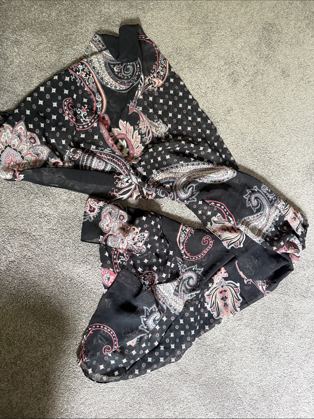 Paisley Print Black Women's scarf - Black with Pink Accent